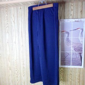 women's polyester spandex blue wide leg trouser pants